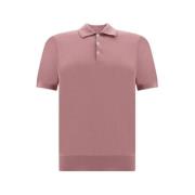 Brunello Cucinelli Polo Shirt med juvelknappar Pink, Herr