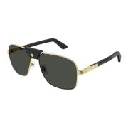 Cartier Metallo Sun Uomo Solglasögon Black, Unisex