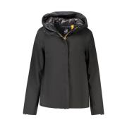 K-Way Svart Polyester Huva Jacka Black, Dam