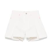 Sacai Vita Denim Shorts med Volanger White, Dam