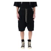 Rick Owens Svarta Cargo Shorts med Sänkt Gren Black, Herr