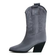 Cesare Gaspari Suede Cowboy Boots Elena - Grey Gray, Dam