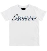 Emporio Armani T-shirt - Vit m. Text/Broderi