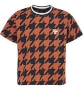 Hummel T-shirt - HMLChick - MarinblÃ¥/Orange m. Rutor