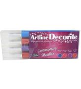 Artline Tuschpennor - Decorite Flat - 4 st - Metallic