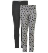 Minymo Leggings - 2-pack - GrÃ¥melerad/Leopard