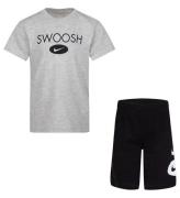 Nike Shortsset - T-shirt/Shorts - Swoosh - Svart/GrÃ¥