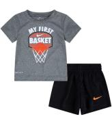 Nike Shortsset - T-shirt/Shorts - My First Basket - Svart/GrÃ¥