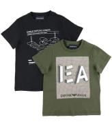 Emporio Armani T-shirts - 2-pack - Svart/MilitÃ¤rgrÃ¶n