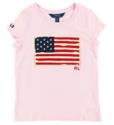 Polo Ralph Lauren T-shirt - Rosa m. Flagga