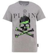Philipp Plein T-shirt - GrÃ¥melerad m. Skeletthuvud