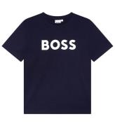 BOSS T-shirt - MarinblÃ¥ m. Vit