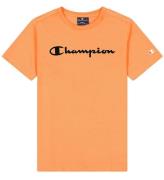 Champion T-shirt - Crew neck - Orange m. Logo