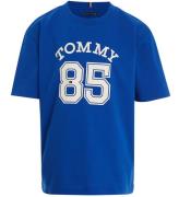 Tommy Hilfiger T-shirt - Mesh Varsity - Ultra Blue m. Vit