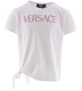 Versace T-shirt - Vit/Rosa m. Strass
