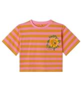 Stella McCartney Kids T-shirt - Rosa/Orangerandig m. Tryck