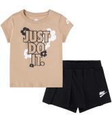 Nike Shortsset - T-shirt/Shorts - Svart m. Blommor