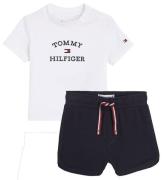 Tommy Hilfiger Set - T-shirt/Shorts - Vit/MarinblÃ¥