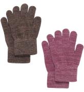 CeLaVi Handskar - Ull/Polyester - 2-pack - Mjuk Mauve m. Glitter