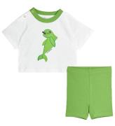 Mini Rodini Gåvoset - Shorts/T-shirt - Dolphin - Vit/Grön
