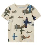 Name It - T-shirt - NmmDiuse - MandelmjÃ¶lk m. Flygplan