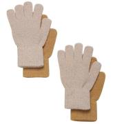 CeLaVi Handskar - Ull/Nylon - 2-pack - Beige Guld m. Glitter