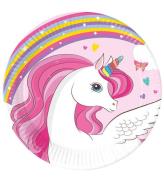 Decorata Party Kartongtallrikar - 8-pack - 23 cm - Unicorn Rainb