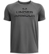 Under Armour T-shirt - Tech Split Wordmark - Castlerock m. Svart