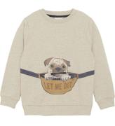 Minymo Sweatshirt - Beigemelerad m. Hund