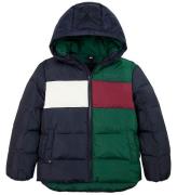 Tommy Hilfiger Vadderad jacka - Colorblock - Ornamental Green/Ro