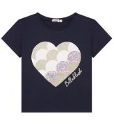 Billieblush T-shirt - MarinblÃ¥/HjÃ¤rta/Glitter