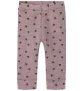 Name It Leggings - Ull - NbfWang - Purple Dove m. HjÃ¤rtan