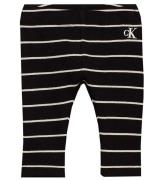 Calvin Klein Leggings - Rib - Svart/Vitrandig