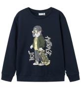 Name It Sweatshirt - NkmTehogo - Marinblå Blazer m. Tryck