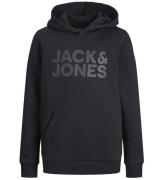 Jack & Jones Hoodie - Noos - JjeCorp - Black/Jr/lLarge Tryck