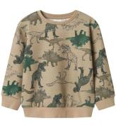 Name It Sweatshirt - NmmBenja - Pure Cashmere m. Dino-tryck