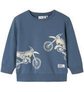 Name It Sweatshirt - NmmTeodor - China Blue m. Motorcykeltryck