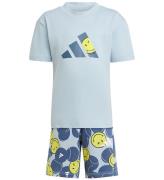 adidas Performance T-shirt/Sweathorts - Blå/Gul m. Smileys