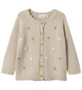 Name It Cardigan - Stickad - NbfBilili - Summer Sand m. Blommor