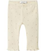 Name It Leggings - Rib - NbfRoyanna - Summer Sand m. StjÃ¤rnor