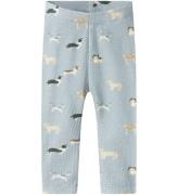 Name It Leggings - Rib - NbmBark - Quarry m. Hundar