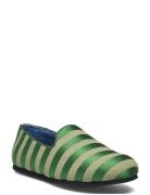 Hums Striped Canvas Slipper Green Hums