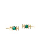 Mom Ear Climber Gold Green Design Letters