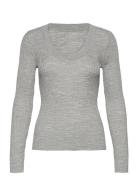 Slfcosta New Ls Knit Deep U-Neck Grey Selected Femme