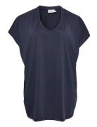 Kclina V-Neck Tshirt Navy Kaffe Curve