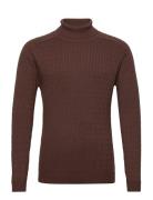 Slhaiko Ls Knit Cable Roll Neck B Brown Selected Homme