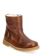 Boots - Flat - With Zipper Brown ANGULUS