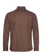 Slhregtimor Shirt Ls Cut Away Check Ex Brown Selected Homme