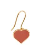 Big Heart Enamel Ear Hanger Gold Plated 1 Pcs Orange Design Letters