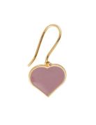 Big Heart Enamel Ear Hanger Gold Plated 1 Pcs Pink Design Letters